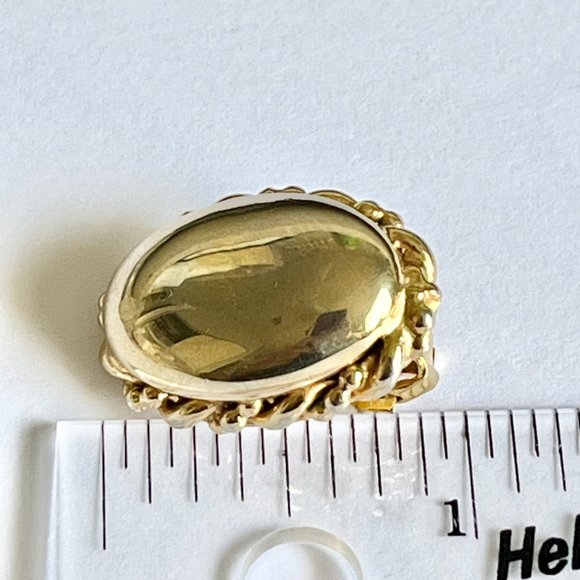 Vintage Oval Victorian Clip On Earrings Gold Plated 70's Smooth Finish Estate - Picture 12 of 13